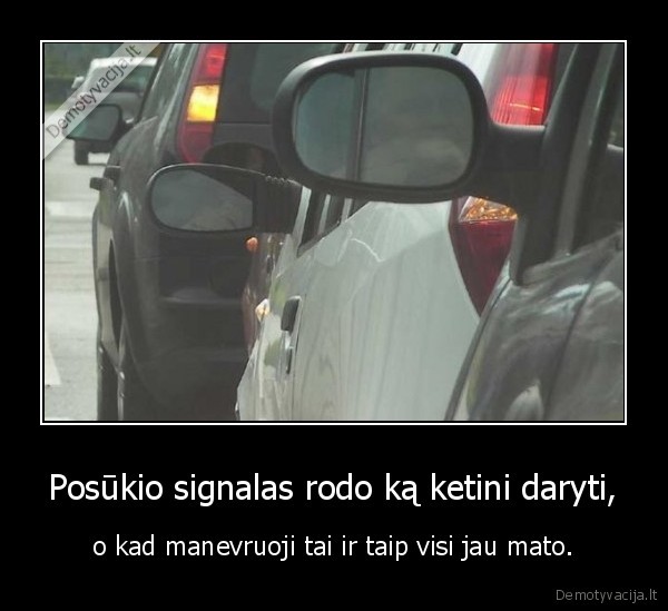 Posūkio signalas rodo ką ketini daryti, - o kad manevruoji tai ir taip visi jau mato.