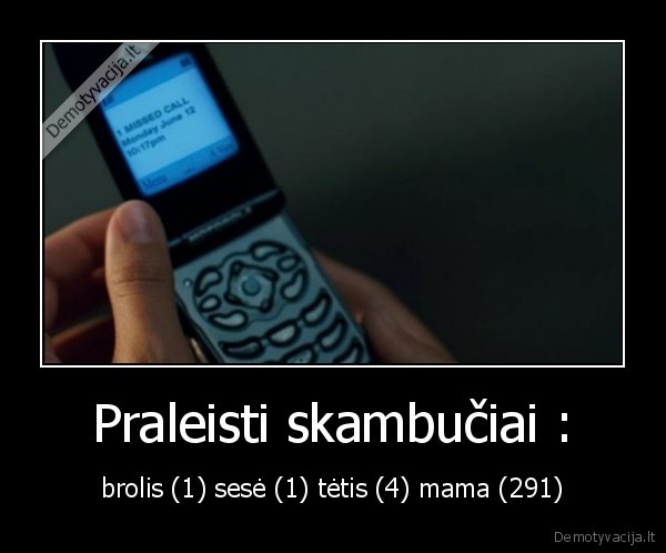 Praleisti skambučiai : - brolis (1) sesė (1) tėtis (4) mama (291)