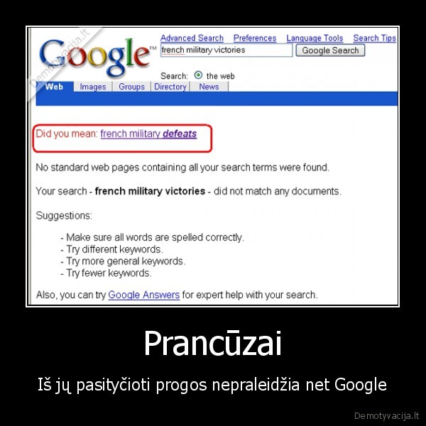 Prancūzai - Iš jų pasityčioti progos nepraleidžia net Google