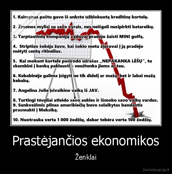 Prastėjančios ekonomikos - Ženklai