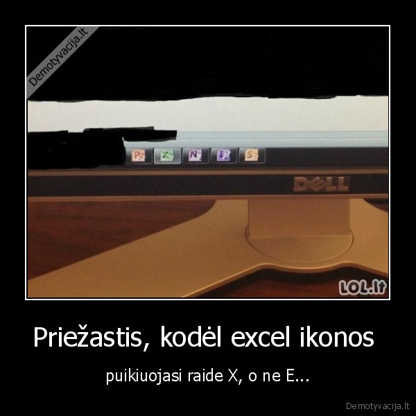 Priežastis, kodėl excel ikonos  - puikiuojasi raide X, o ne E...