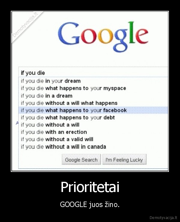 Prioritetai - GOOGLE juos žino.