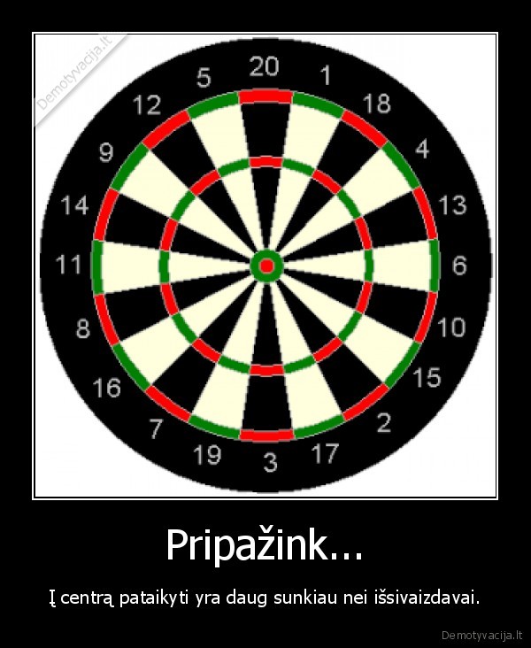 Pripažink... - Į centrą pataikyti yra daug sunkiau nei išsivaizdavai.