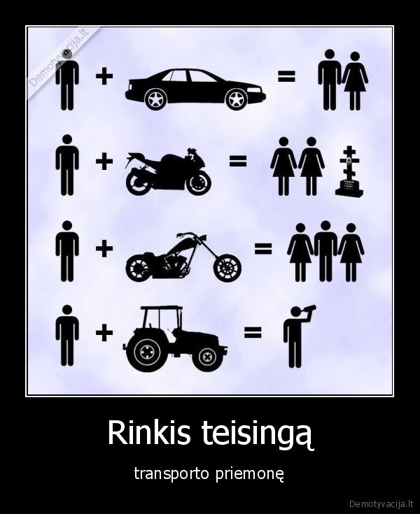 Rinkis teisingą - transporto priemonę