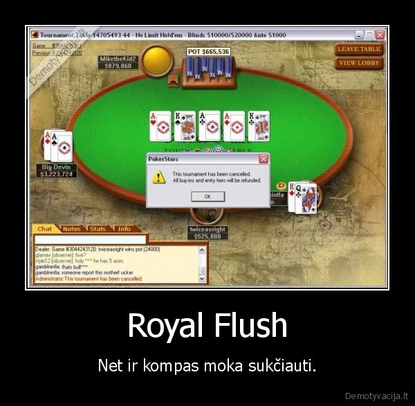 Royal Flush - Net ir kompas moka sukčiauti.