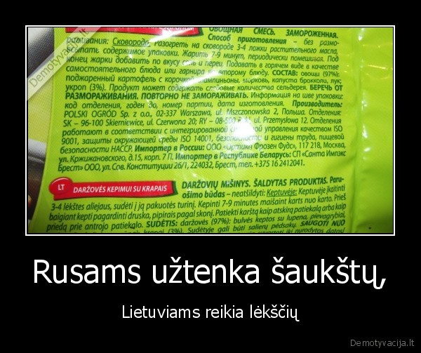 Rusams užtenka šaukštų, - Lietuviams reikia lėkščių