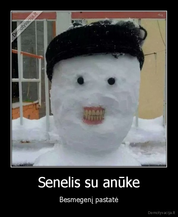 Senelis su anūke - Besmegenį pastatė