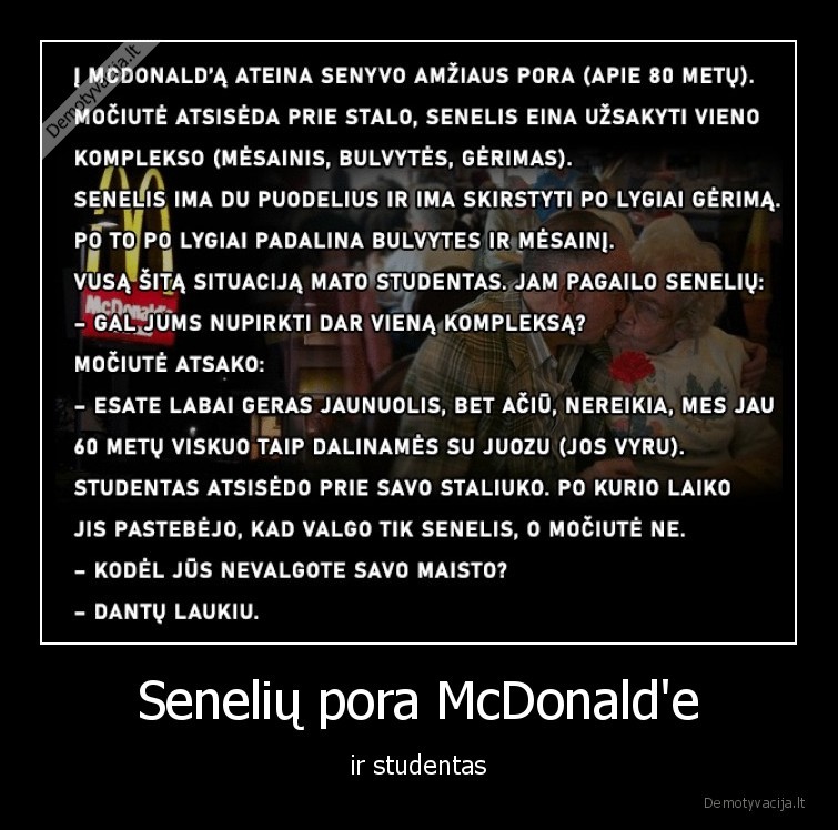 Senelių pora McDonald'e - ir studentas