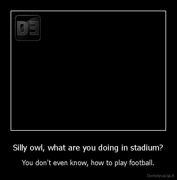 Silly owl, what are you doing in stadium? - You don't even know, how to play football.