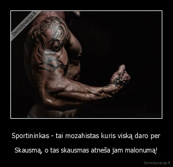 Sportininkas - tai mozahistas kuris viską daro per - Skausmą, o tas skausmas atneša jam malonumą!