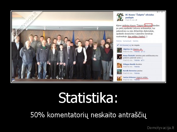 Statistika: - 50% komentatorių neskaito antraščių