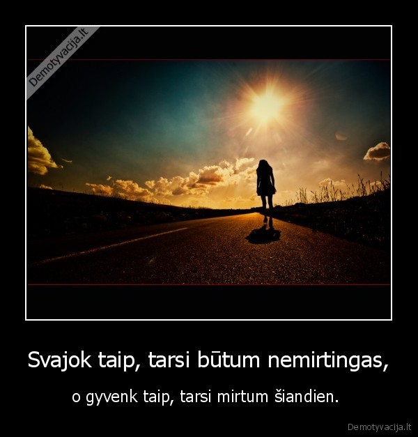 Svajok taip, tarsi būtum nemirtingas, - o gyvenk taip, tarsi mirtum šiandien. 