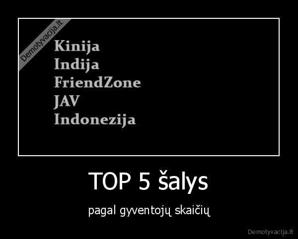 TOP 5 šalys - pagal gyventojų skaičių