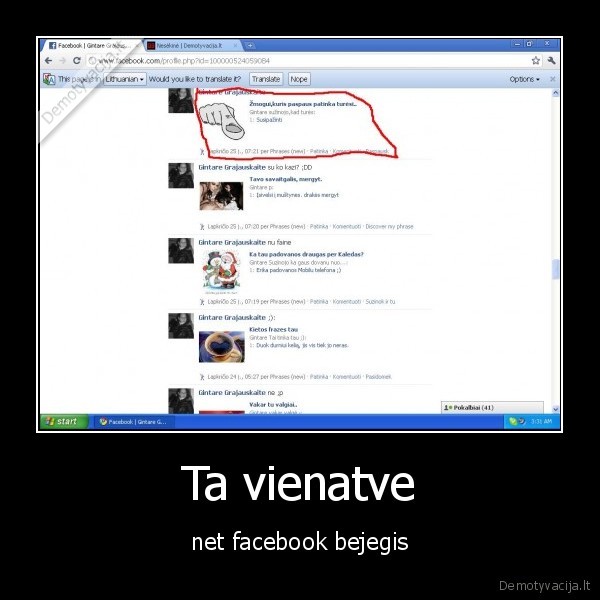 Ta vienatve - net facebook bejegis