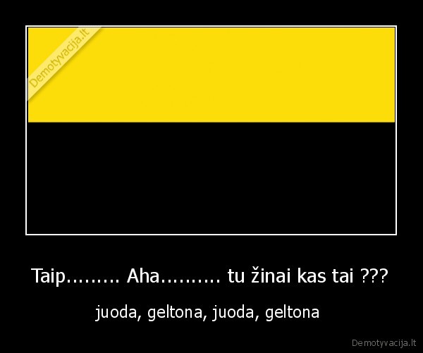 Taip......... Aha.......... tu žinai kas tai ??? - juoda, geltona, juoda, geltona 