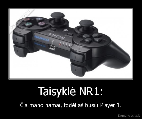 Taisyklė NR1: - Čia mano namai, todėl aš būsiu Player 1.