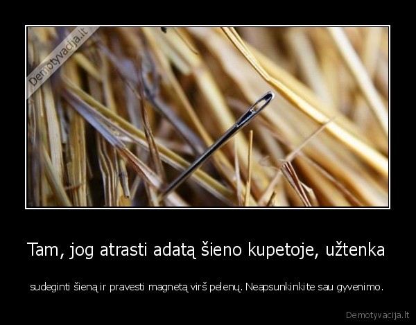 Tam, jog atrasti adatą šieno kupetoje, užtenka - sudeginti šieną ir pravesti magnetą virš pelenų. Neapsunkinkite sau gyvenimo.