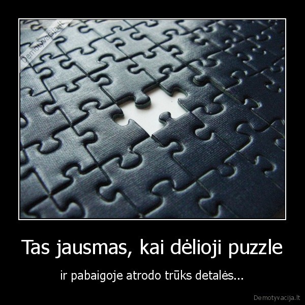 Tas jausmas, kai dėlioji puzzle - ir pabaigoje atrodo trūks detalės...