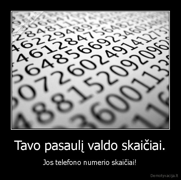 Tavo pasaulį valdo skaičiai. - Jos telefono numerio skaičiai!