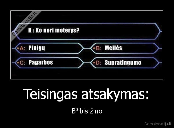 Teisingas atsakymas: - B*bis žino