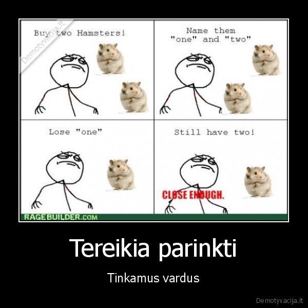 Tereikia parinkti - Tinkamus vardus