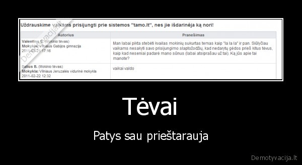 Tėvai - Patys sau prieštarauja