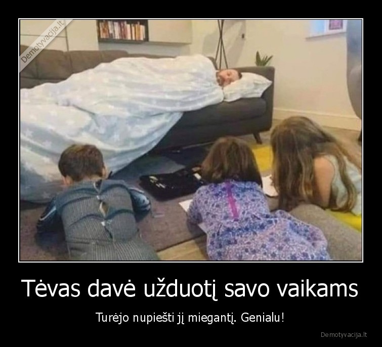 Tėvas davė užduotį savo vaikams - Turėjo nupiešti jį miegantį. Genialu!