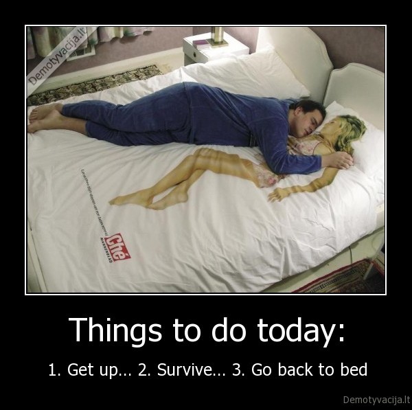 Things to do today: - 1. Get up... 2. Survive... 3. Go back to bed