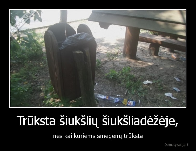 Trūksta šiukšlių šiukšliadėžėje, - nes kai kuriems smegenų trūksta