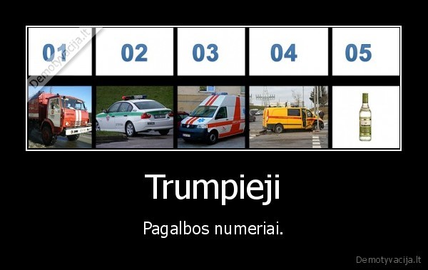 Trumpieji - Pagalbos numeriai.