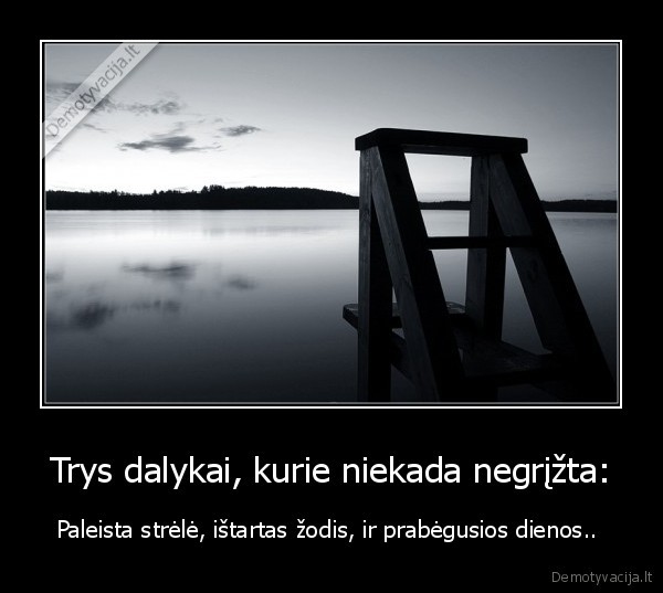 Trys dalykai, kurie niekada negrįžta: - Paleista strėlė, ištartas žodis, ir prabėgusios dienos.. 