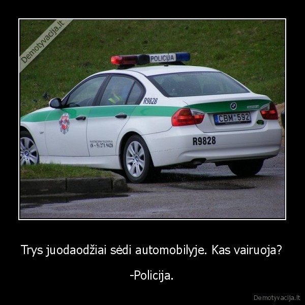 Trys juodaodžiai sėdi automobilyje. Kas vairuoja? - -Policija.