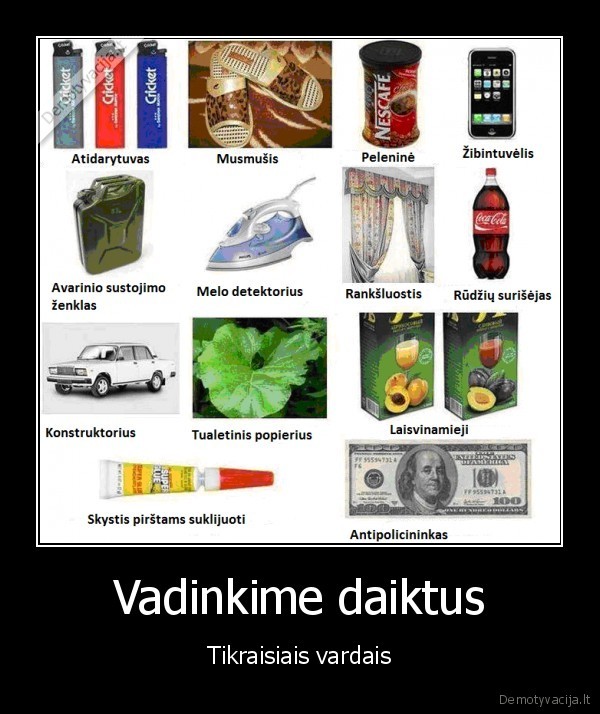 Vadinkime daiktus - Tikraisiais vardais