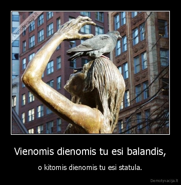 Vienomis dienomis tu esi balandis, - o kitomis dienomis tu esi statula.