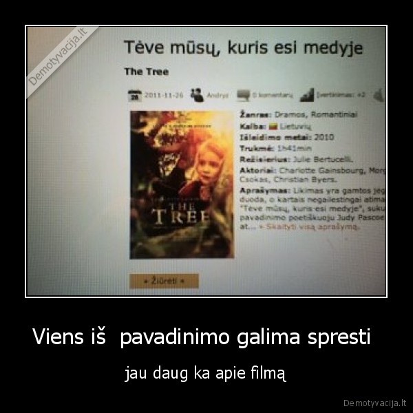 Viens iš  pavadinimo galima spresti  - jau daug ka apie filmą