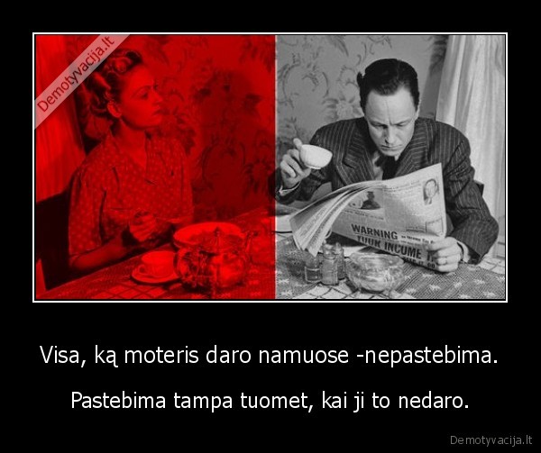 Visa, ką moteris daro namuose -nepastebima. - Pastebima tampa tuomet, kai ji to nedaro.