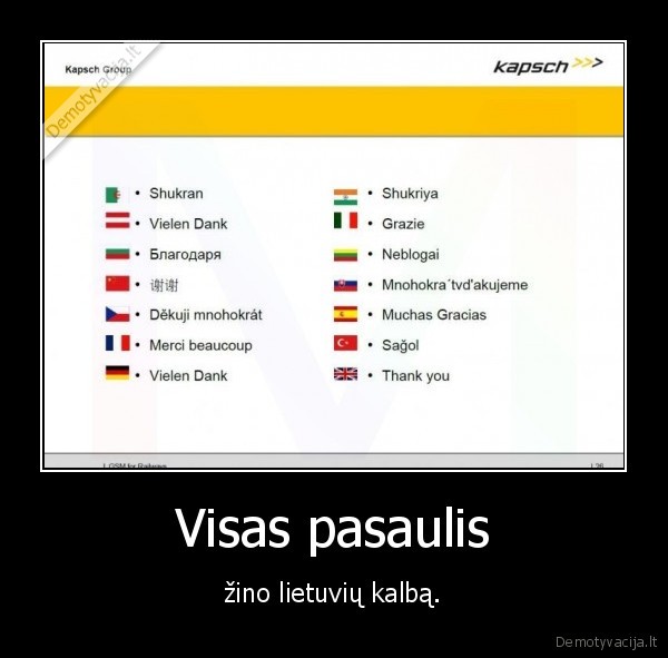 Visas pasaulis - žino lietuvių kalbą.