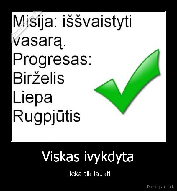 Viskas ivykdyta - Lieka tik laukti