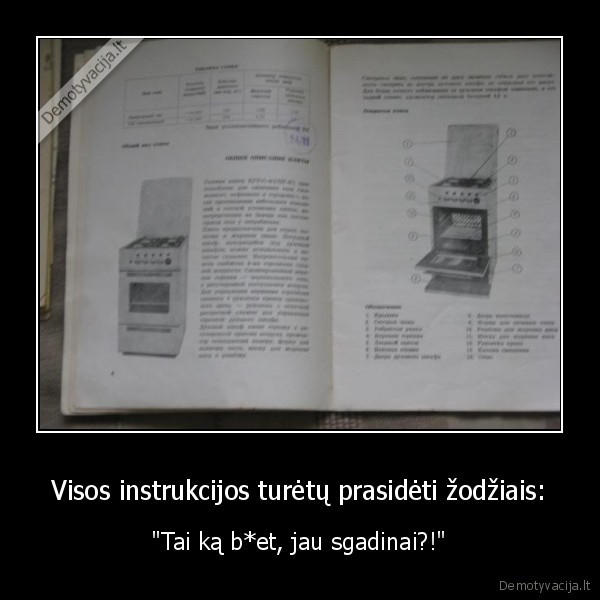 Visos instrukcijos turėtų prasidėti žodžiais: - "Tai ką b*et, jau sgadinai?!"