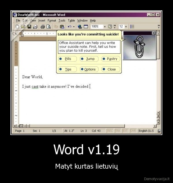 Word v1.19 - Matyt kurtas lietuvių