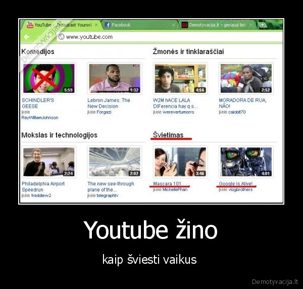 Youtube žino - kaip šviesti vaikus 