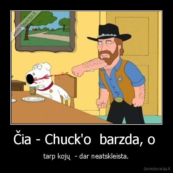 Čia - Chuck'o  barzda, o  - tarp kojų  - dar neatskleista.