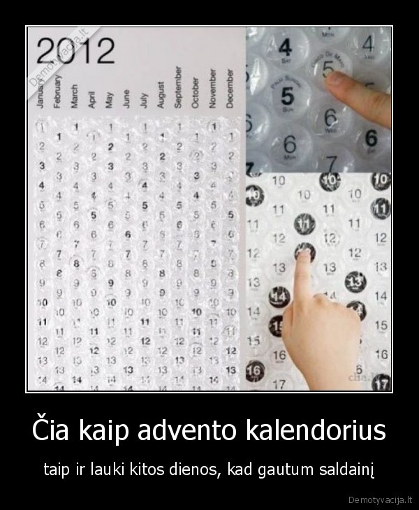 Čia kaip advento kalendorius - taip ir lauki kitos dienos, kad gautum saldainį