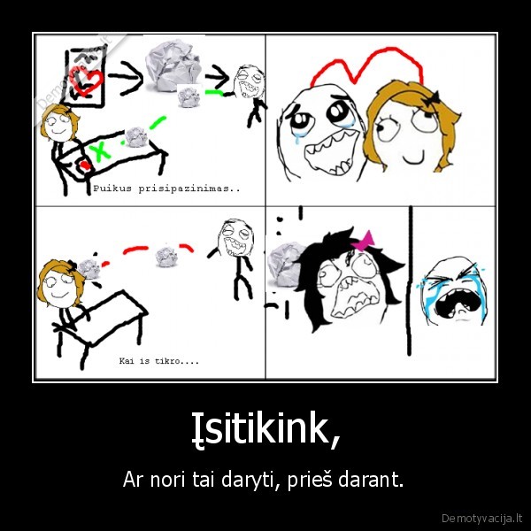 Įsitikink, - Ar nori tai daryti, prieš darant.