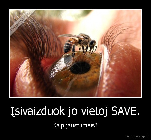 Įsivaizduok jo vietoj SAVE. - Kaip jaustumeis?