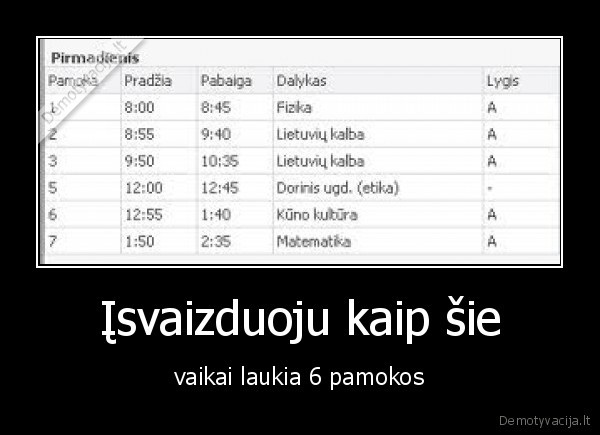 Įsvaizduoju kaip šie - vaikai laukia 6 pamokos