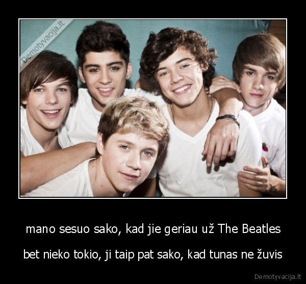 mano sesuo sako, kad jie geriau už The Beatles - bet nieko tokio, ji taip pat sako, kad tunas ne žuvis