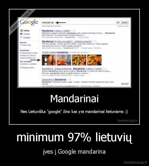 minimum 97% lietuvių - įves į Google mandarina