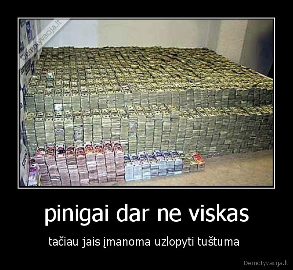 pinigai dar ne viskas - tačiau jais įmanoma uzlopyti tuštuma 