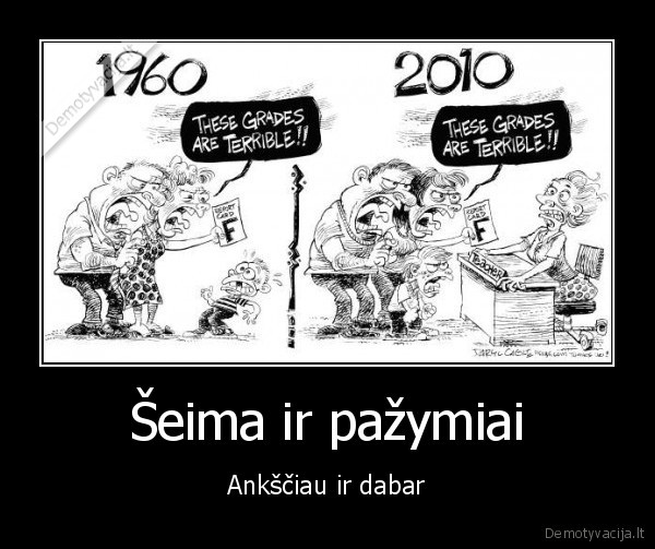 Šeima ir pažymiai - Ankščiau ir dabar